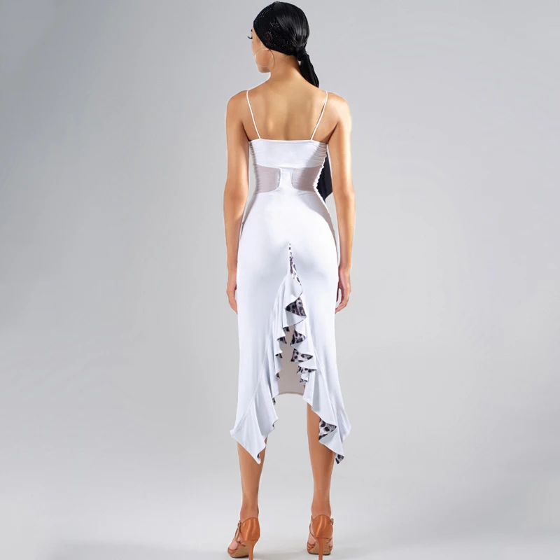 2024 New Latin Dance Dress For Women Sexy Sling Mesh Splicing Clothes Chacha Rumba Tango Female Latin Performance Wear DQS14150