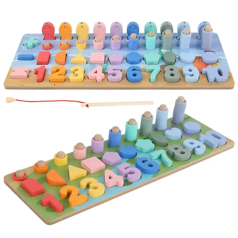 Wooden Number Matching Board Color Number Math Toys For Toddlers Montessori Educational Number Shape Matching Sorter Board toys