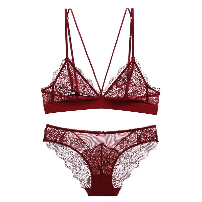 

Women Sexy Lace Bra Set Elegant Thin Lingerie Set Soft Stretch Underwear Ladies Bra and Panty Set Girls Bralette Brief Sets chic