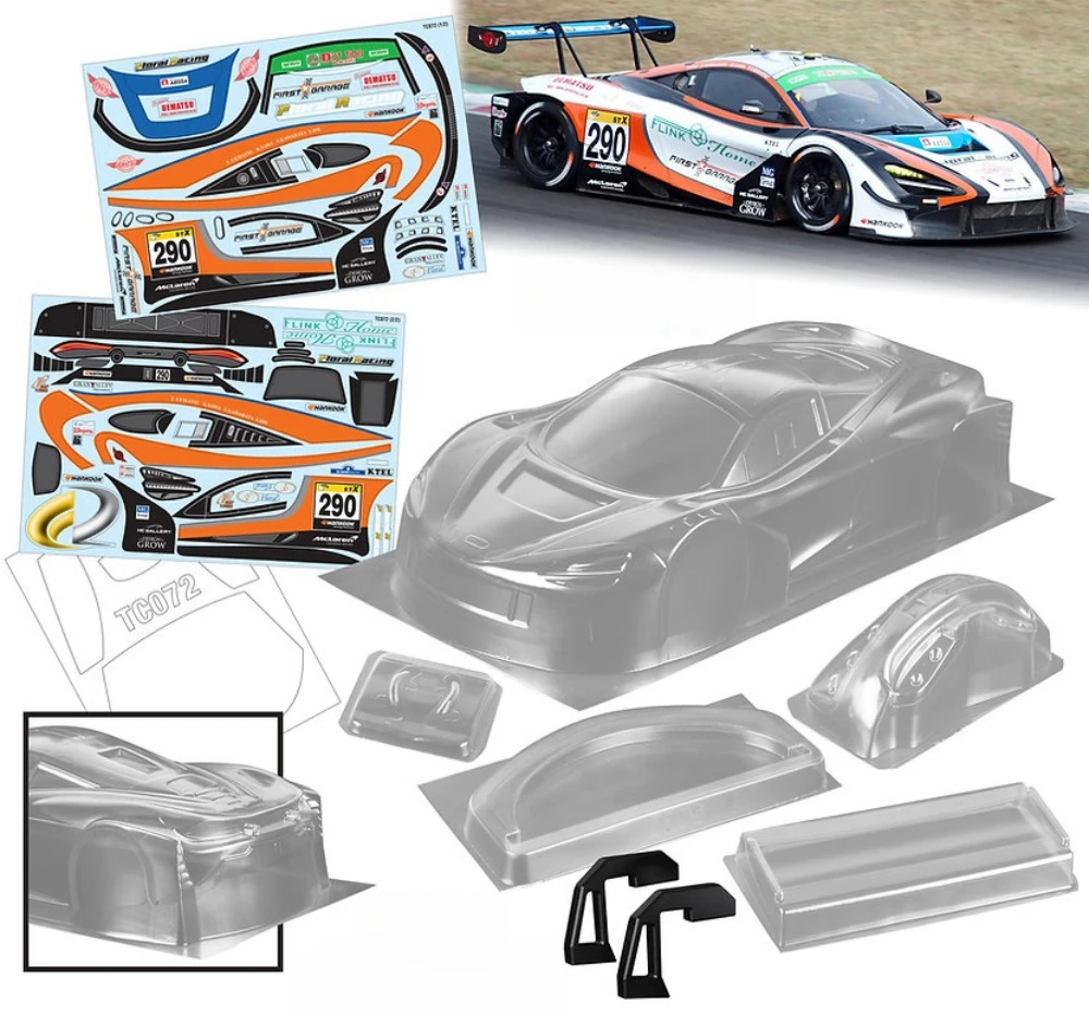 Scale 1/10 McLare 720S GT3 Lexan body sets for RC Drift Chassis 255mm-260mm Wheelbase Tamiya TT01 TT02 Kyosho fazer mk2 Yokomo