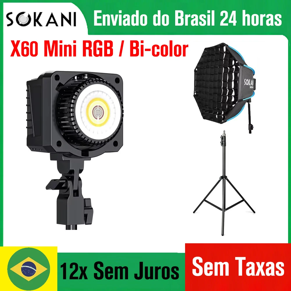 ) Sokani X60 Mini Rgb / Bi-Color Led Luz de Vídeo Iluminação Contínua para Fotog - imagem 1