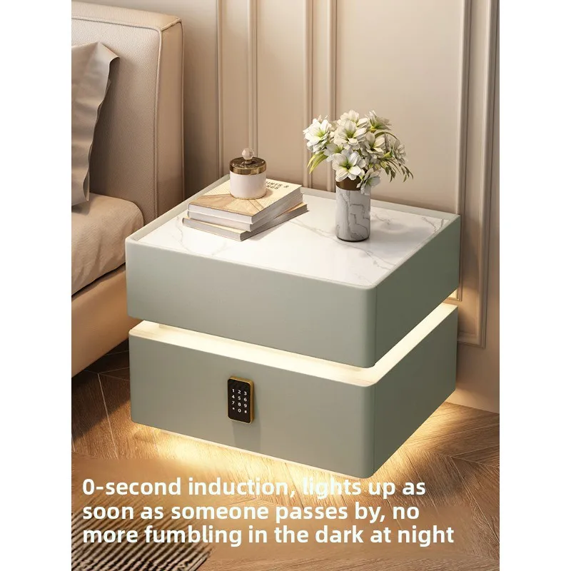 Picture 4: Half-step suspended smart bedside table, simple modern light luxury high-end bedroom with lock, free installation bedside table