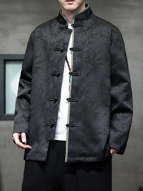 

Весенне-осенний новый мужской костюм-футболка с воротником-стойкой на пуговицах, традиционная китайская одежда, верхняя одежда, свободная посадка, длинный...