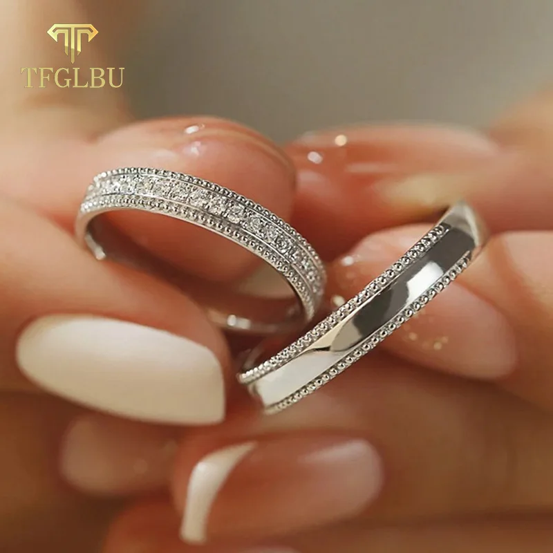 

TFGLBU модное кольцо с муассанитом для женщин, комплект для пары, лабораторный бриллиант, настоящее серебро 925, сертифицированное кольцо, оптовая продажа ювелирных изделий