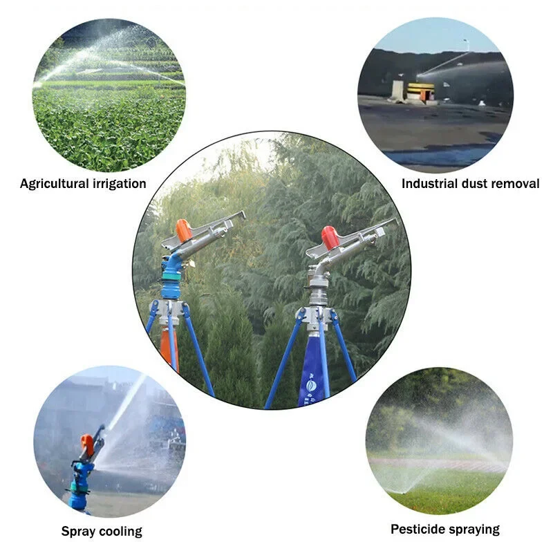 1 Inch Adjustable Impact Sprinkler Zinc Alloy For Agriculture Lawns Irrigation Spray Device Sprinkler Large Area Watering Tool