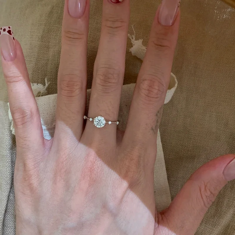 Minimalist Extremely Thin Ring Shining Like Stars Zircon Rings for Women Light Luxury Simple Temperament Finger Jewelry KOFSAC