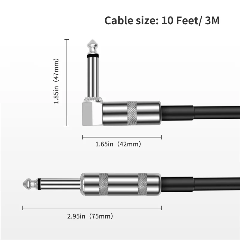 A92Z كابل الغيتار 10Ft أداة كهربائية باس أمبير الحبل للمندولين الكهربائي ، كابل أداة الصوت