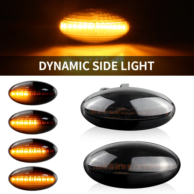 

2x LED Dynamic Turn Signal Side Marker Light Lamp For Peugeot 1007 107 206 307 407 607 Citroen Berlingo Dispatch Spacetourer