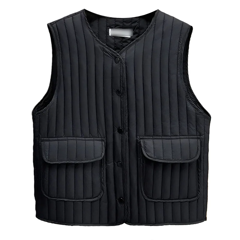 

XXXXL модная женская одежда больших размеров, парки, минималистичный легкий теплый жилет в вертикальную полоску с внутренней подкладкой, осень и зима