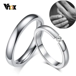 Vnox 3mm Thin Stainless Steel Wedding Rings for Women Men Never Fade Engagement Bands CZ Stone Solitaire Ring