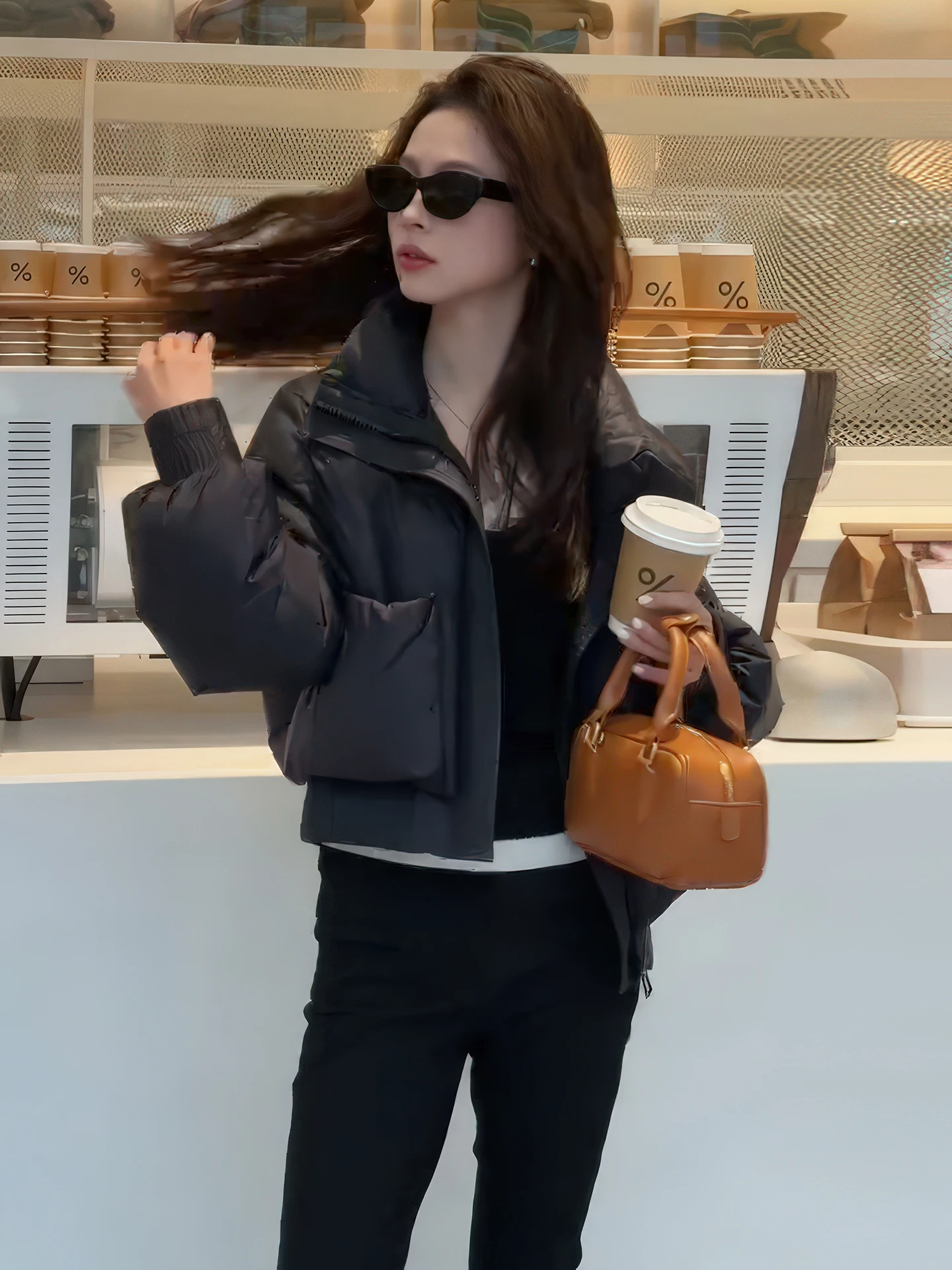 

Korean Sle ort Puffer Jaet Women's Winter 2025 New Small Size Stand Collar Warm Large ket Bla Outerwear