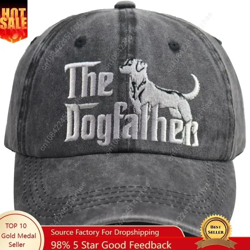 

The Dogfather Hat, Distressed Cotton Adjustable Dog Father Baseball Cap Gifts for Men Dad