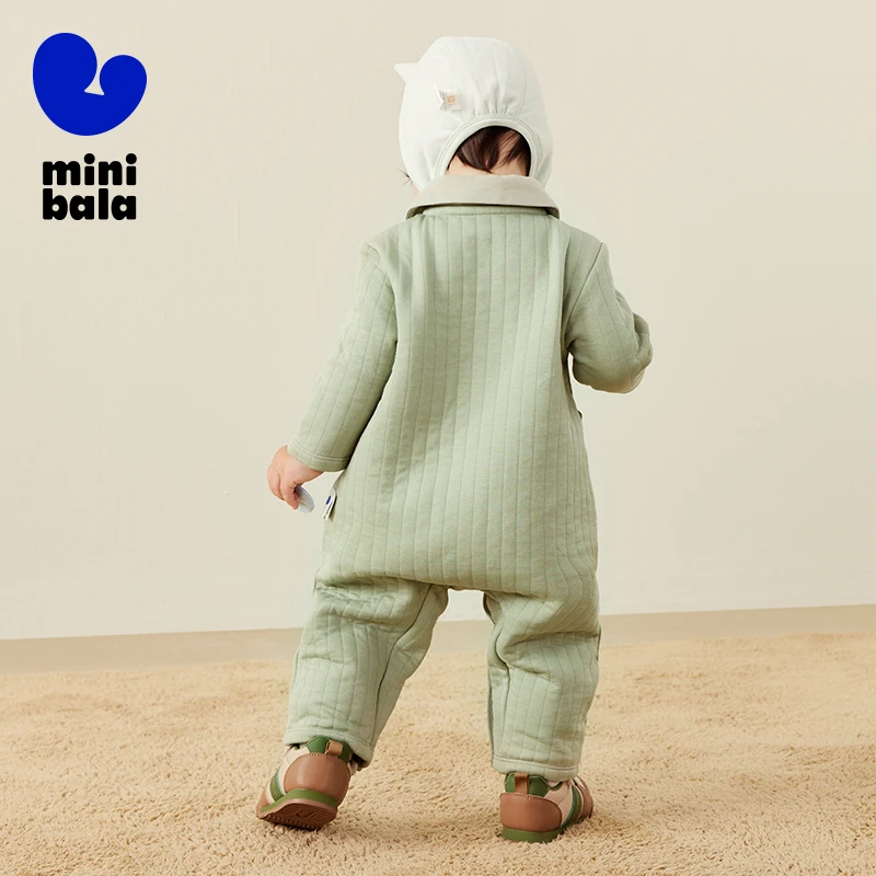 Mini Bala Outdoor Onesie Baby صديق للبشرة أوائل الربيع الدافئة طية صدر السترة أزياء لطيف الرضع الزي