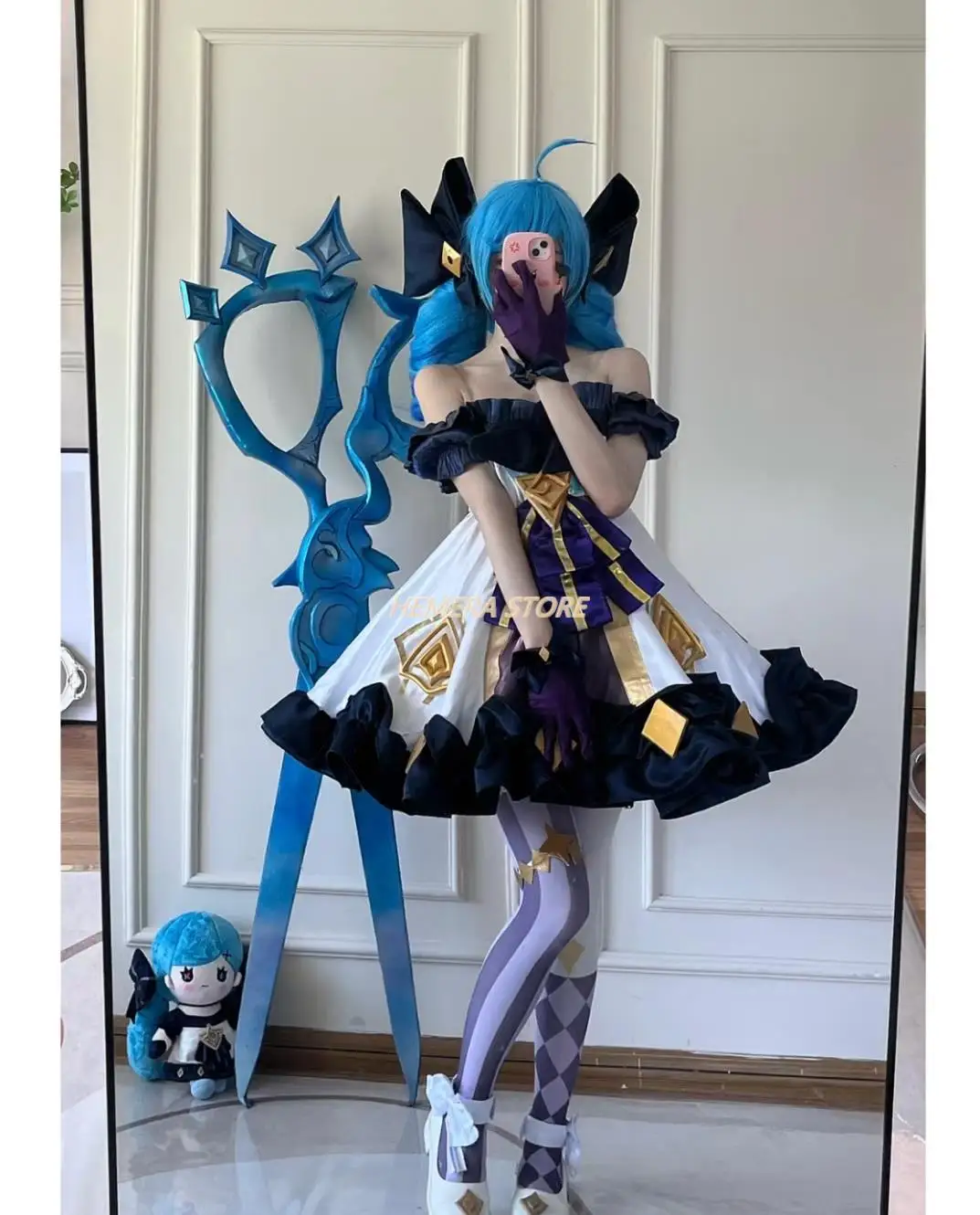 Lol League Of Legends Cos honduras Lingluo Doll Cosplay Suit Dark Wind Lolita Girl Game Shoes parrucca set di giochi di ruolo