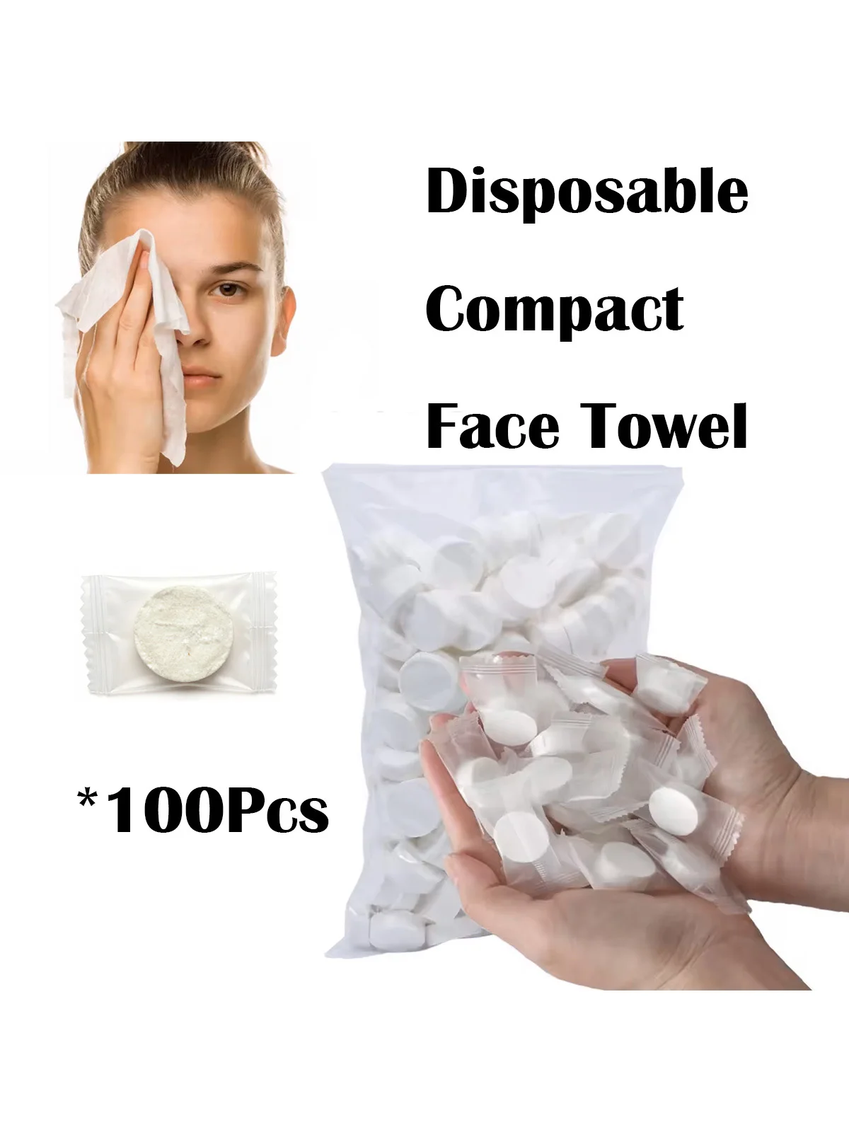 100 serviettes compressées, serviettes jetables portables pour le visage, pour usage humide et sec, portables pour les voyages, le camping