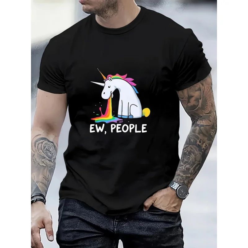

Мужская футболка Black Unicorn Rainbow Poop Ew, High Quality Cotton с принтом People 180 г