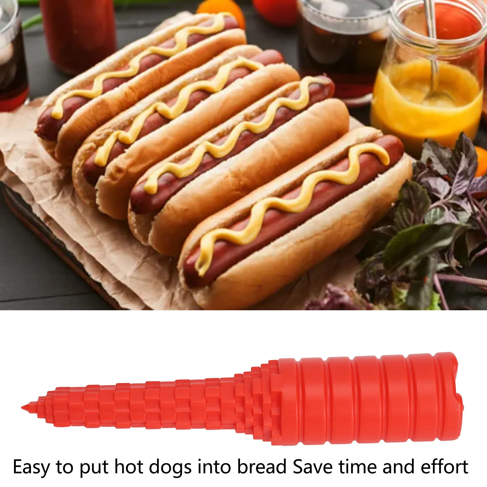 Hot Dog Bun Driller Hot Dog Bread Driller Hot Dog Bun Driller Hotdog Bun Driller Tool Baking Supplies for Grilling BBQ Sausages