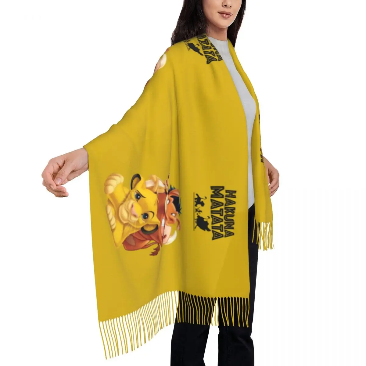 Custom Simba Pumbaa De Leeuw Koning Kwastje Sjaal Vrouwen Winter Warme Sjaals Wraps Lady Hakuna Matata Sjaals