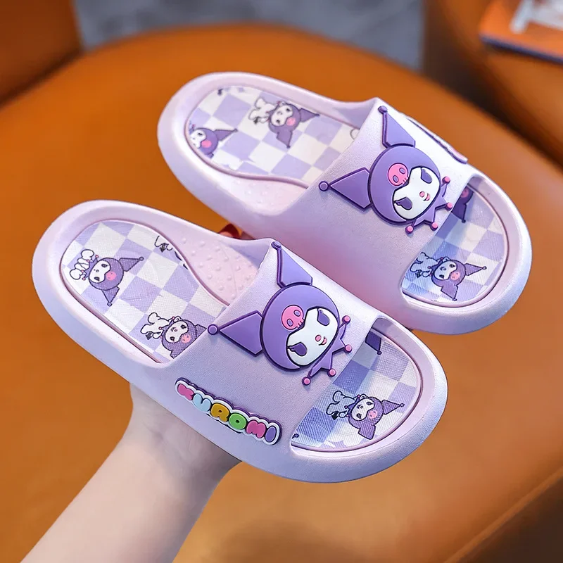 Kawaii Sanrio Kuromi Kids Slippers Cinnamoroll Melody Hello Kitty Cute Anime Cartoon Boys Girls Home Shoes Sandals Gift for Girl