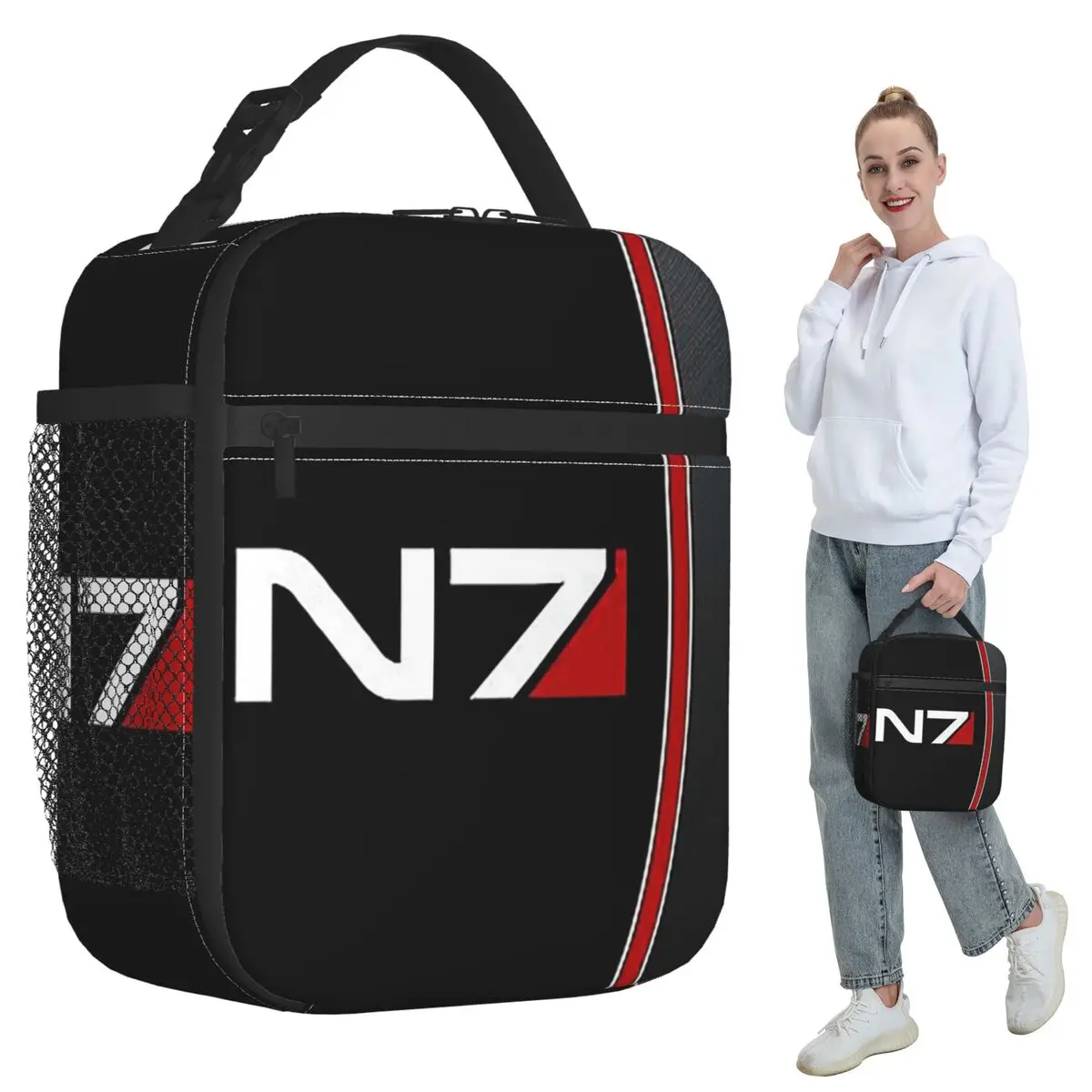 

Термосумка для обедов N7 Mass Effect с эмблемой, для женщин, для офиса, портативный контейнер для еды, термоконтейнер-холодильник