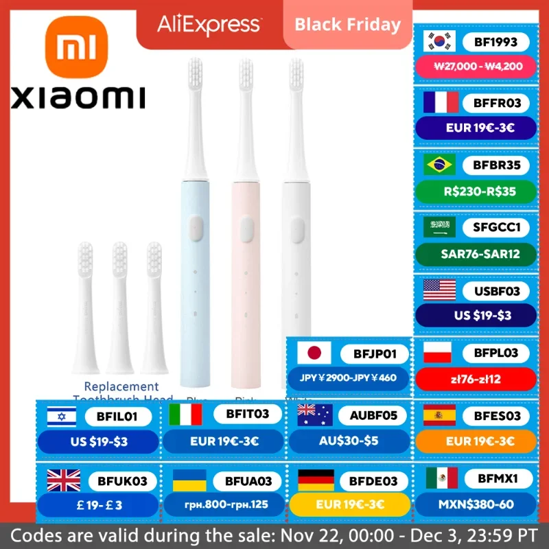 Xiaomi Mijia T100 Sonic Electric Toothbrush Mi Smart Tooth Brush Colorful USB Rechargeable IPX7 Waterproof For Toothbrushes head