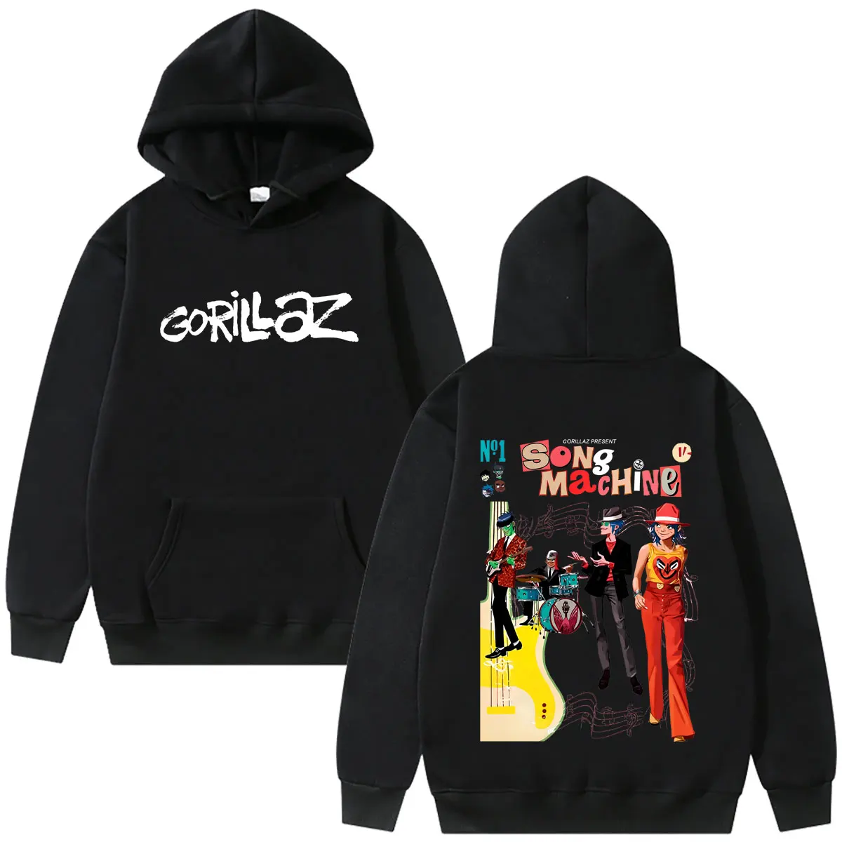 Rock Band Gorillaz Song Machine Graphic Hoodie Male Hip Hop Fashion Streetwear Men's Women's Vintage Oversized Pullover Hoodies