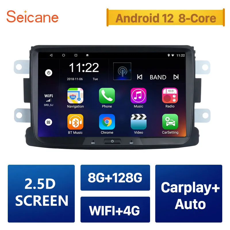 8 inch Android 12.0 For 2014-2016 Renault Deckless Car Radio with Bluetooth HD Touchscreen GPS Navigation System support Carplay