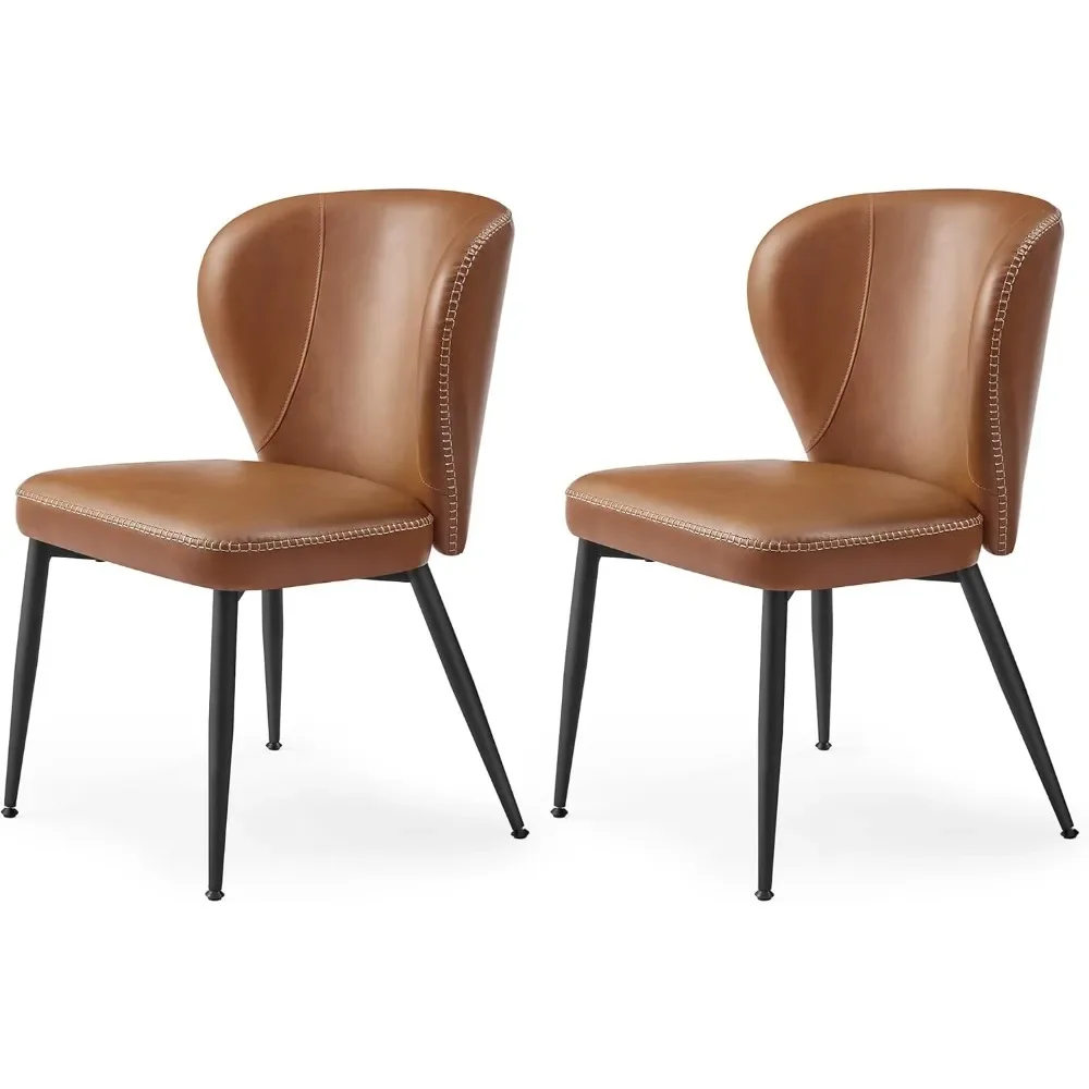 Dining Chairs Set of 2, Upholstered Kitchen Chairs, Comfortable Seat, Synthetic Leather with Stitching, Mid-Century Modern