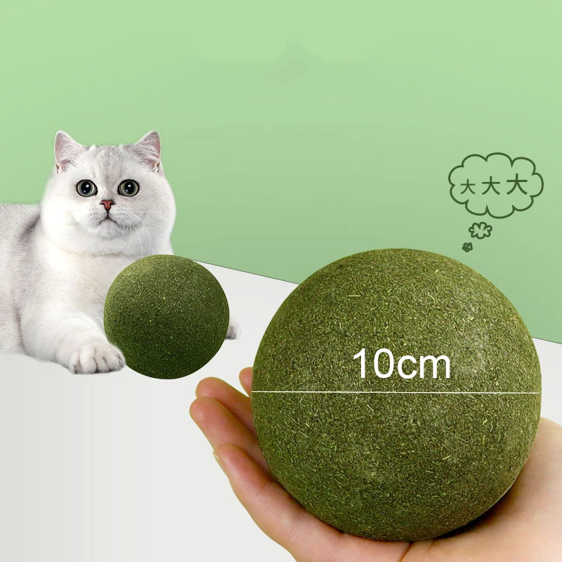10 cm supergroßer Katzenminze-Ball, lecktes natürliches Katzenminze-Spielzeug, selbsthellend, lindert stickig, für Katzen, Kätzchen, drinnen und draußen, spielendes Katzenspielzeug