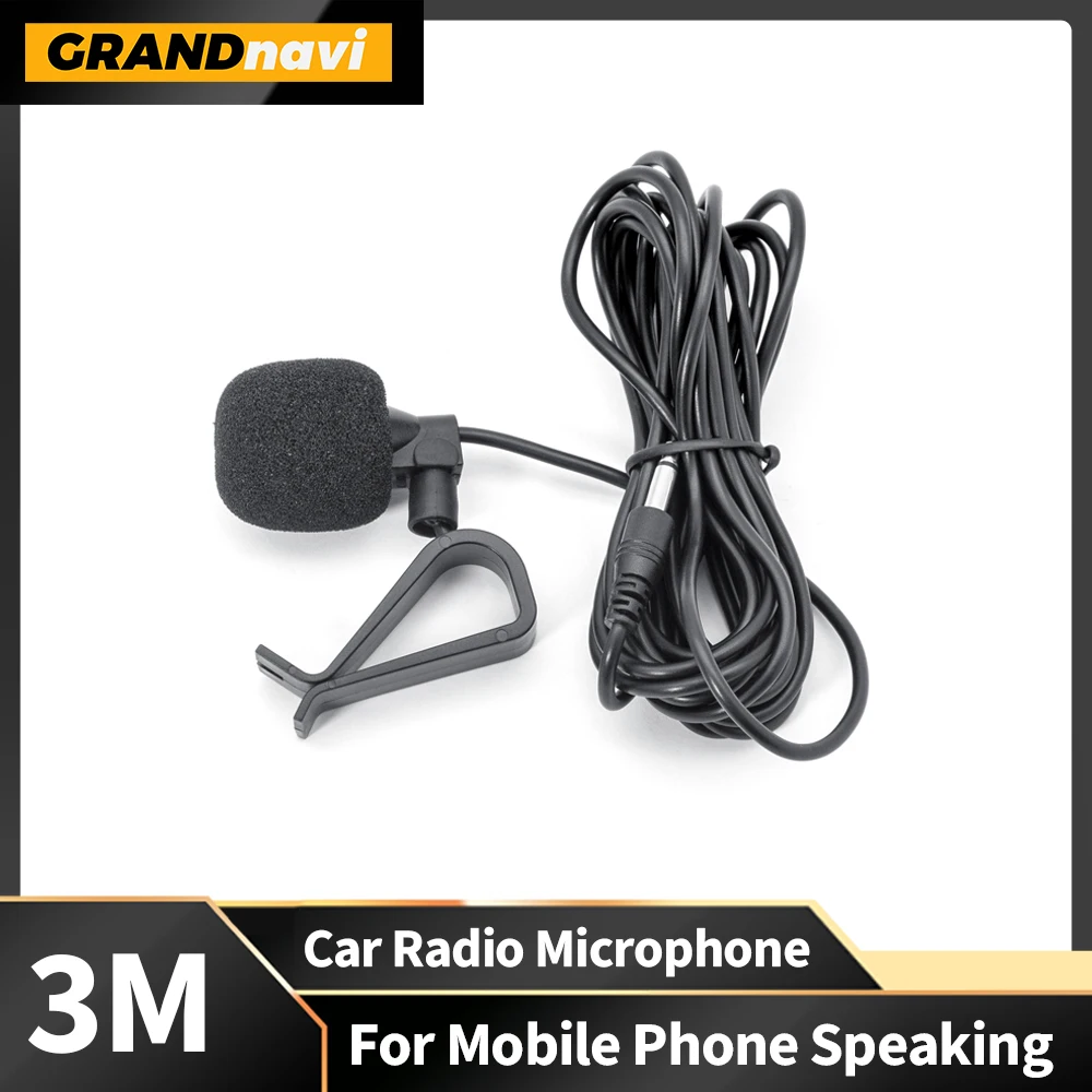 GRANDnavi Car Radio Car DVD Player Microphone For Mobile Phone Speaking 3M Clip-on Lapel Mic Wired Microp for Phone Laptop PC