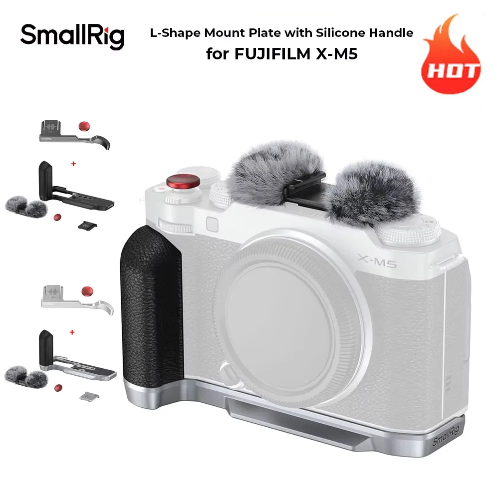 SmallRig 4875/4876/4877 후지필름 X-M5용 L자형 마운트 플레이트 실리콘 핸드 그립 아카-스위스 QR 베이스플레이트 콜드 슈 썸 핸들