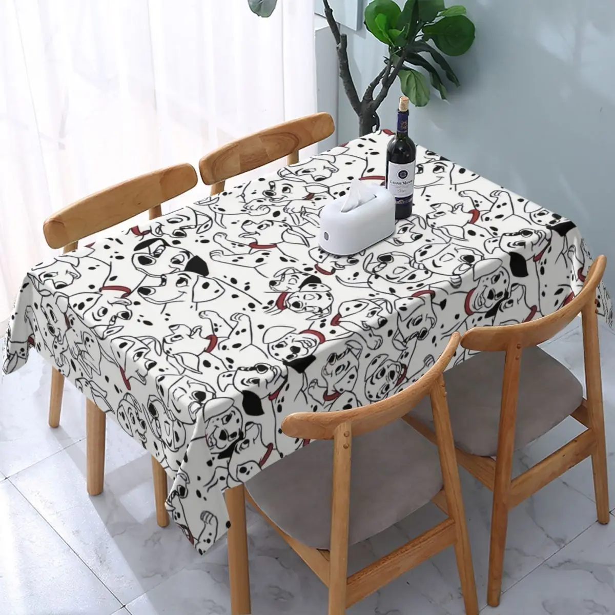 

Rectangular Films One Hundred And One 101 Dalmatians Table Cover Fitted Animated Table Cloth Backed Edge Tablecloth for Picnic