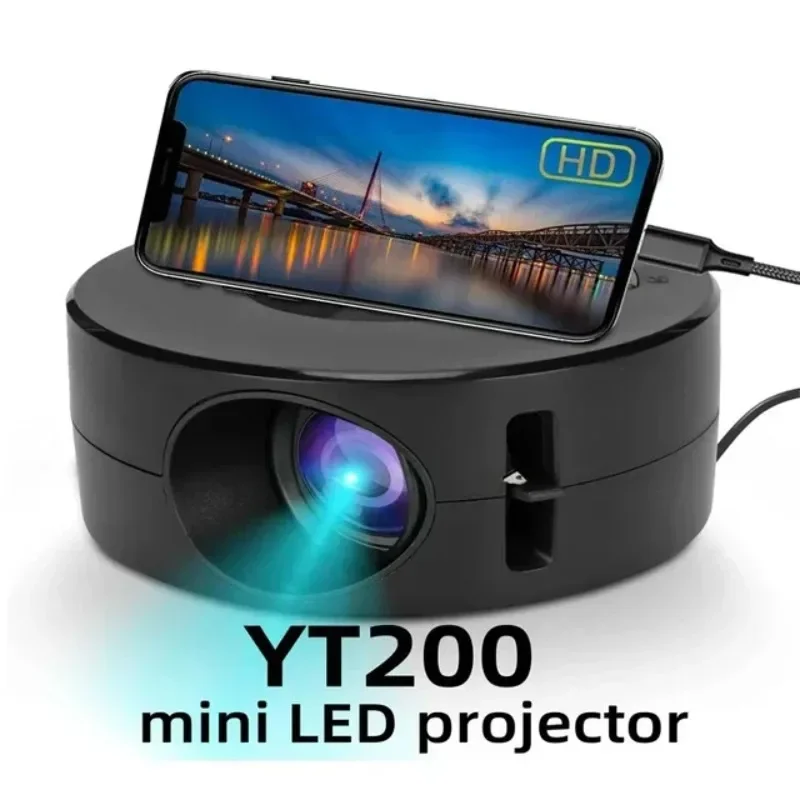 Умный led-проектор Yt200 для домашнего кинотеатра, видеоплеер со светодиодной подсветкой, проводной проектор с одинаковым экраном для iPhone,