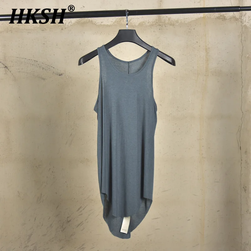 HKSH RO Style Summer New Man Tide Dark Breathable Wool Personality Hem Outerwear Vest Fashion Suspender Tank Top Chic Ins HK4909