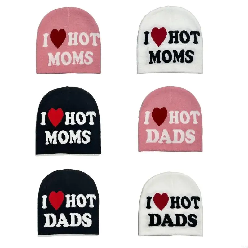 

P88A Teens Jacquard Letter Knit Hat Ear Protecting Winter Driving Hat for Girls Boys
