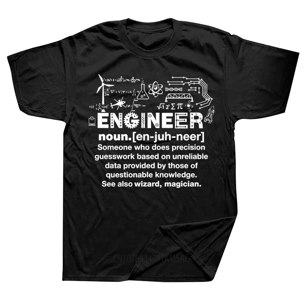 

New Engineer Humor Definition Architect T-Shirts Men Electrical Mechanical Computer Geek Pure Cotton Tees Short Sleeve T Shirts