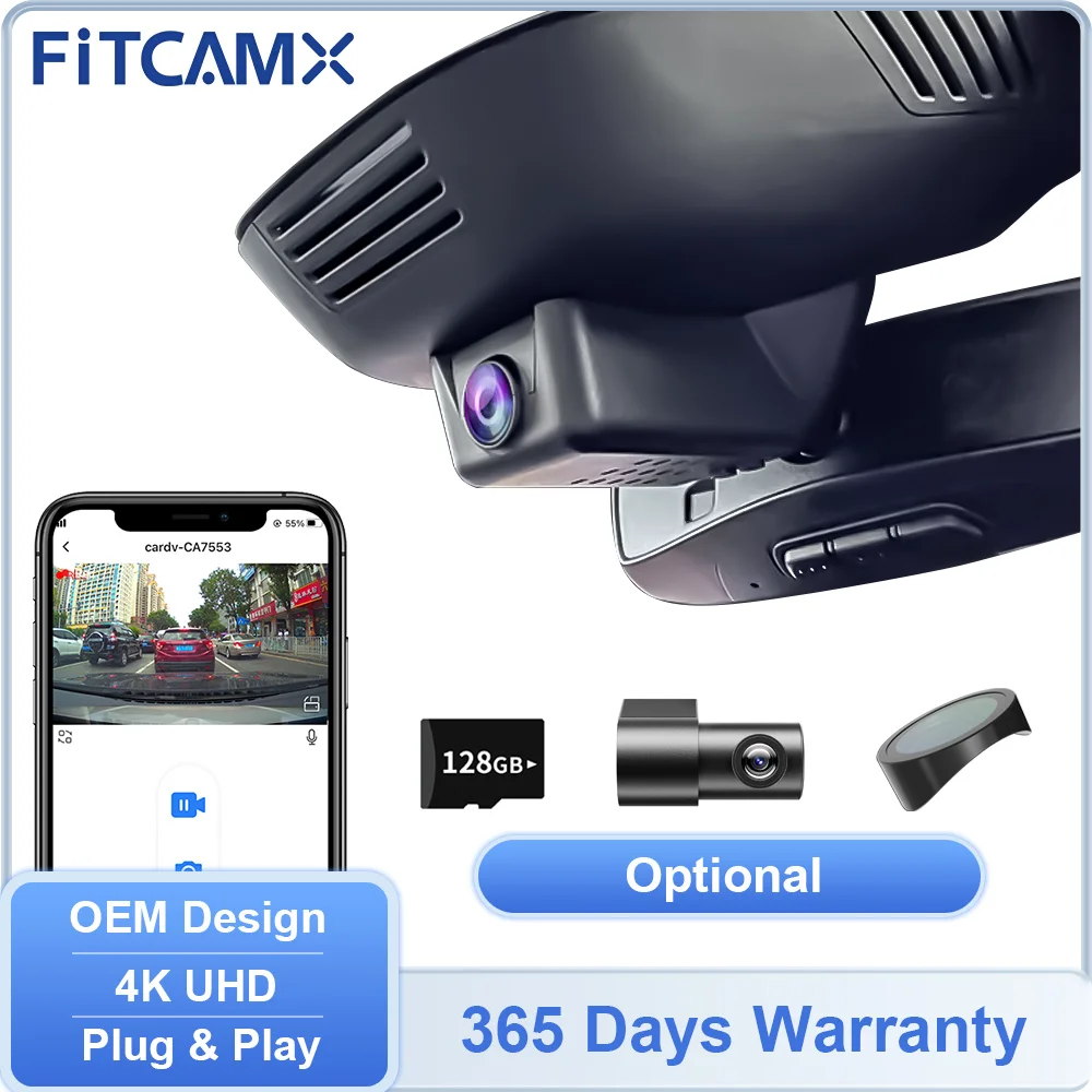 

4K UHD Car DVR for Volvo S60 V60 C40 EC40 EX30 EX40 & Polestar 2 Polestar 3, FITCAMX Built-in WIFI Dashcam Rear Recorder Support
