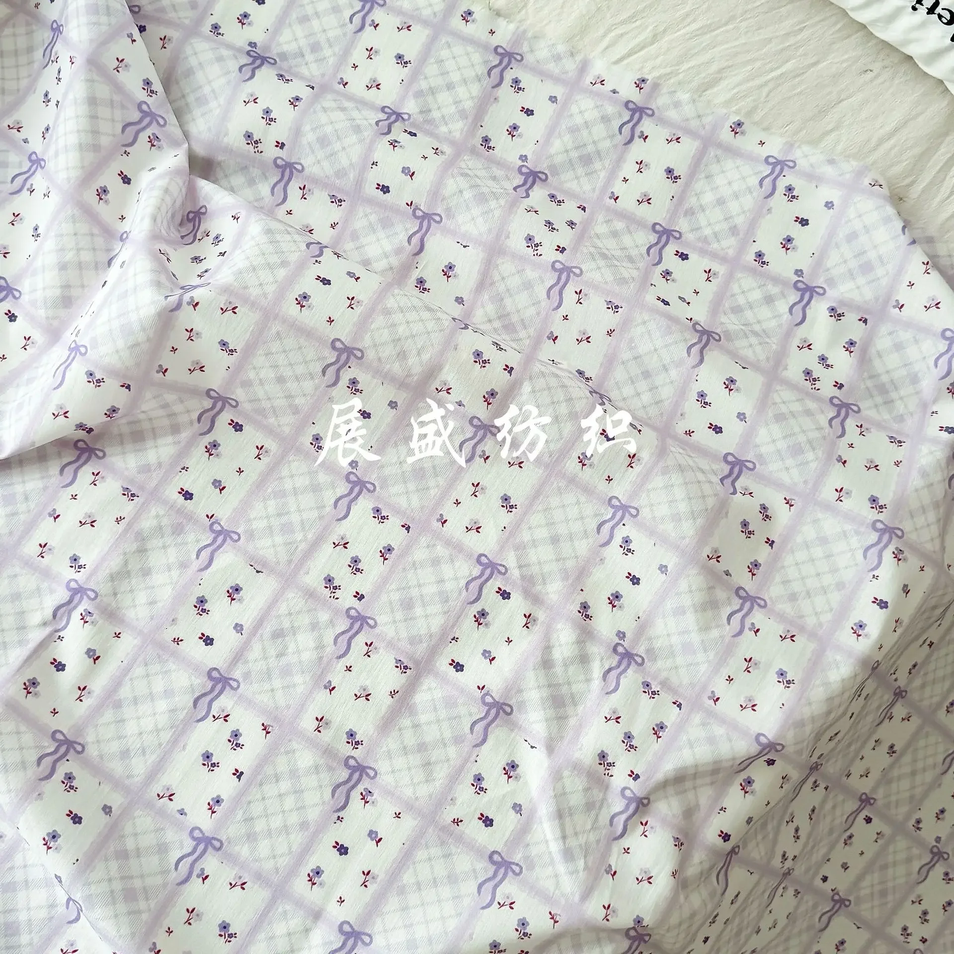 140x50 سنتيمتر نسيج القطن المطبوع للربيع والصيف الأرجواني الأزهار ، منقوشة وعقدة الفراشة ، فساتين الأطفال الخياطة القماش