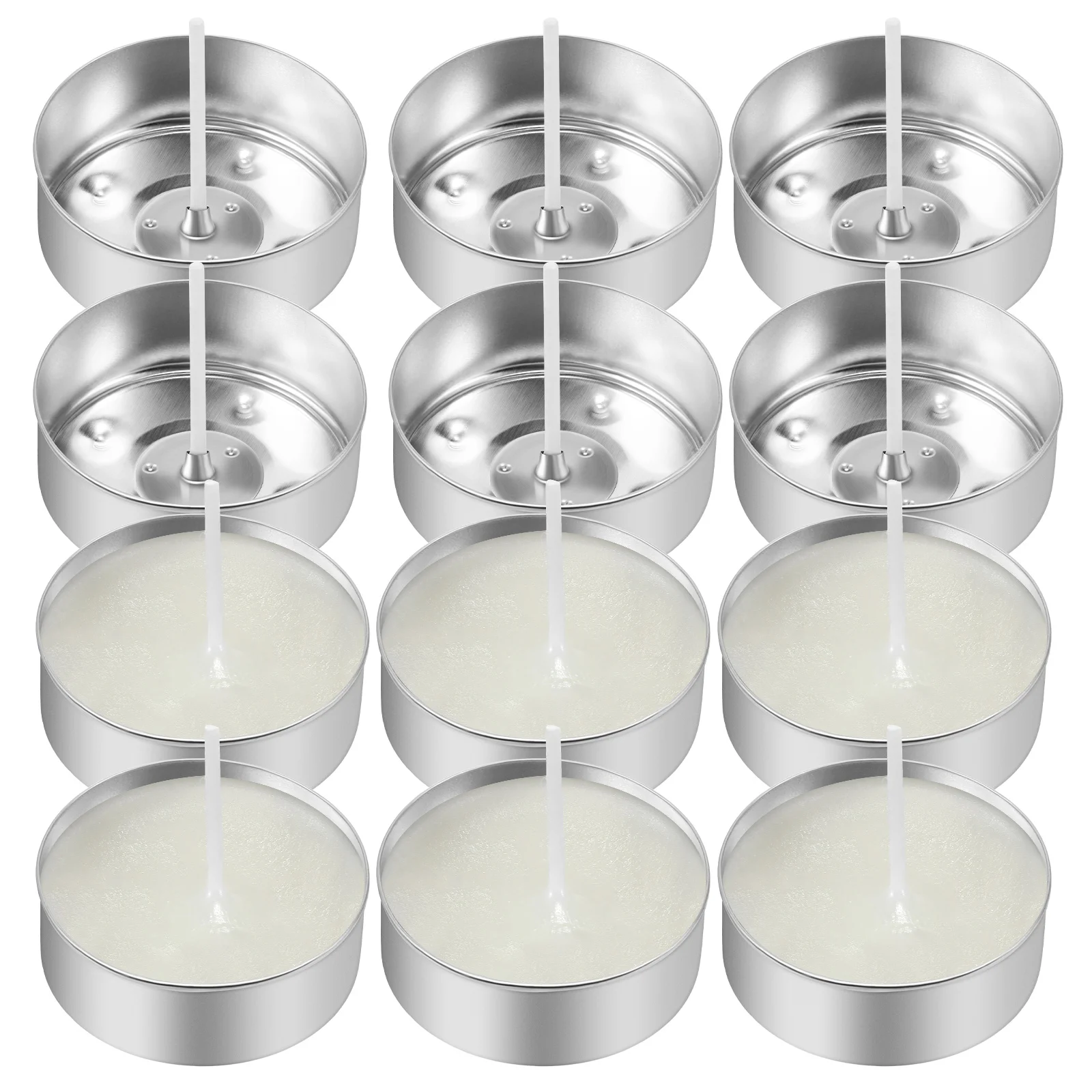 

Tea Lights Aluminum Box + Wick Empty Cups Tealight with Cover Small DIY Making Supplies Tins