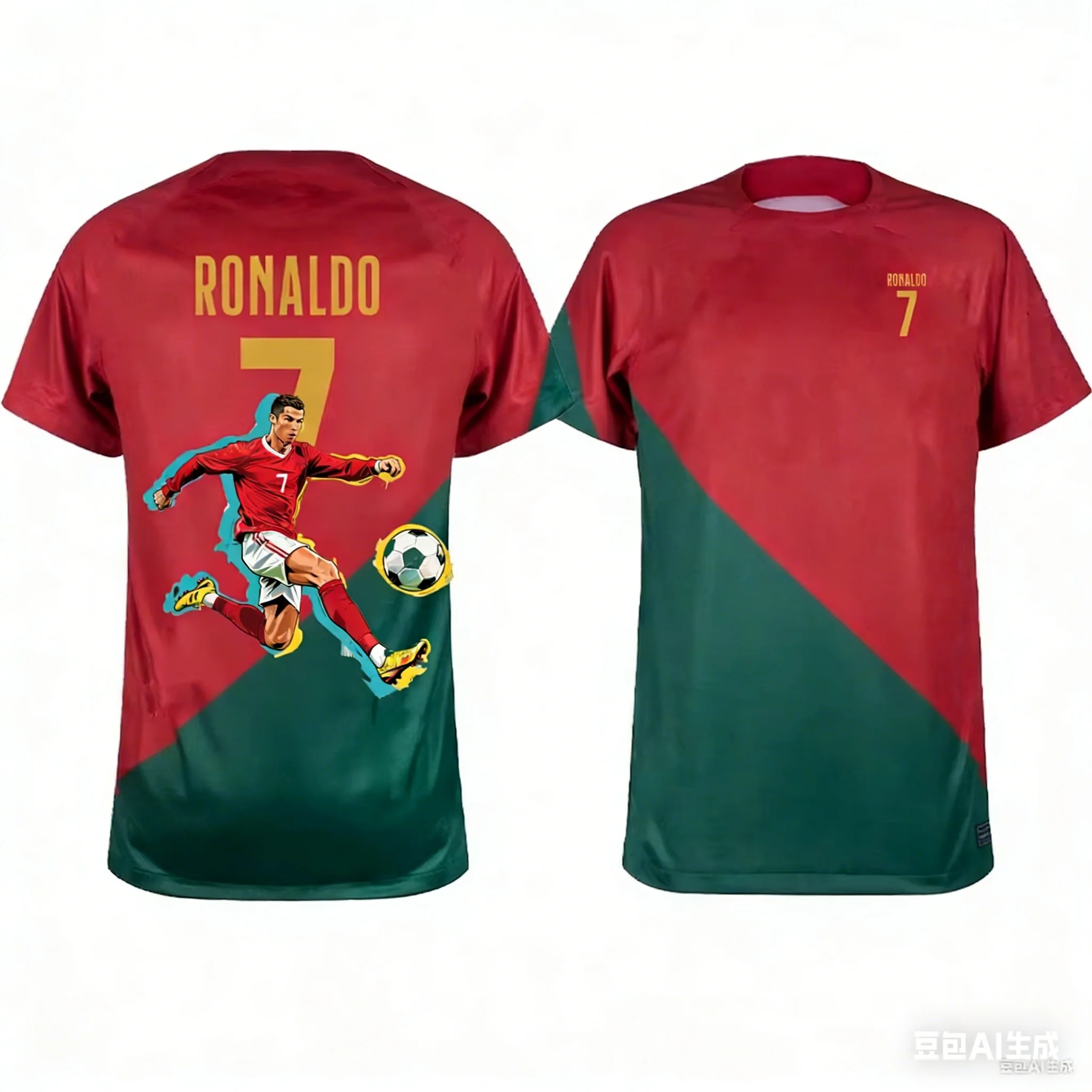 

New Children's Outdoor Football T-Shirt Ronaldo No. 7 Printed Sportswear Short Sleeved Top Adult Quick Drying Training T-Shirt