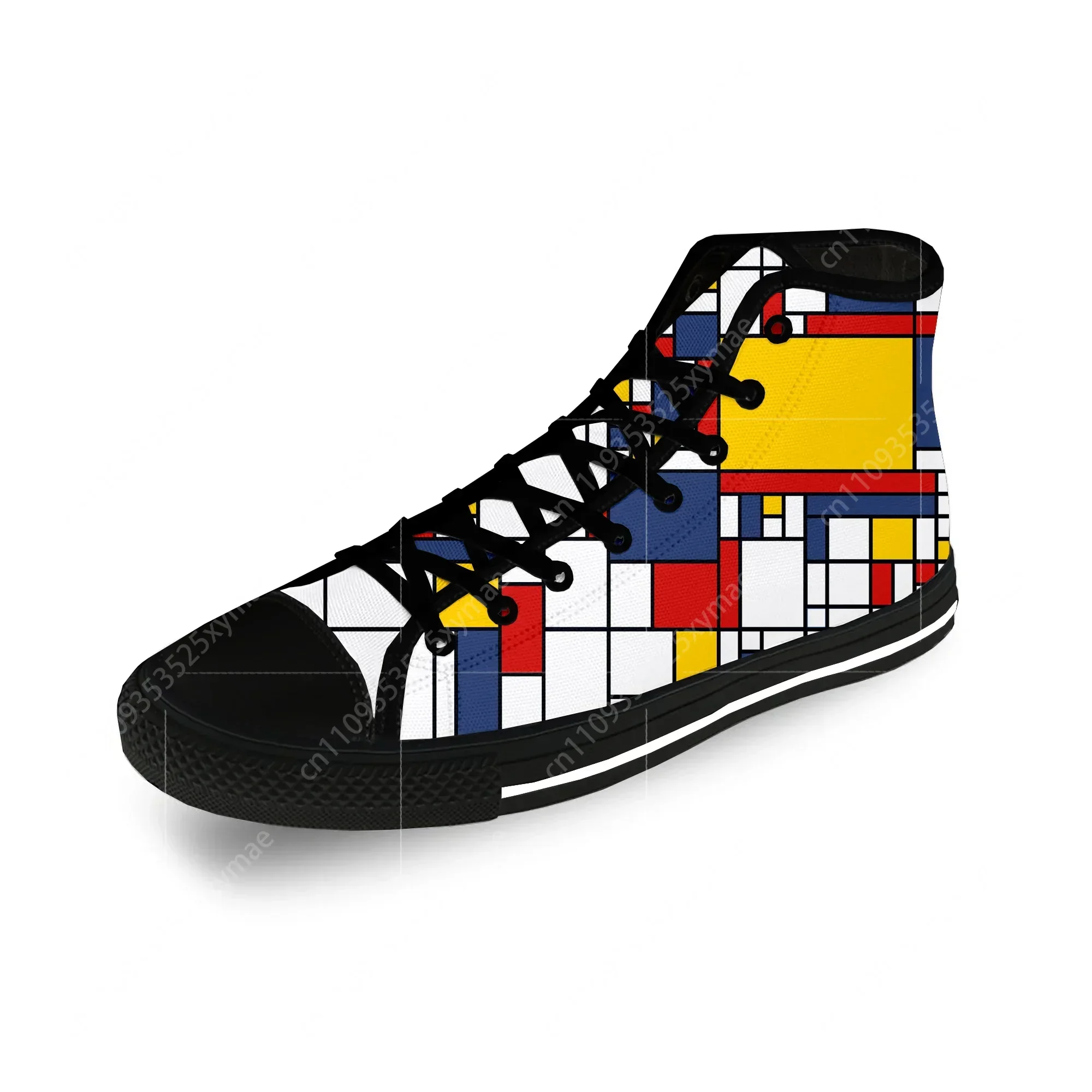 Mondrian-zapatos de lona con estampado 3D para hombre y mujer, calzado informal, estético, de arte abstracto, ligeros y transpirables