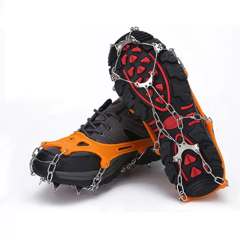 Hiking Mountaineering Snow Spikes Anti-slip Mountaineering Snow Shoe Spikes Stainless Steel Chain Ice Claws Snow Shoe Spikes