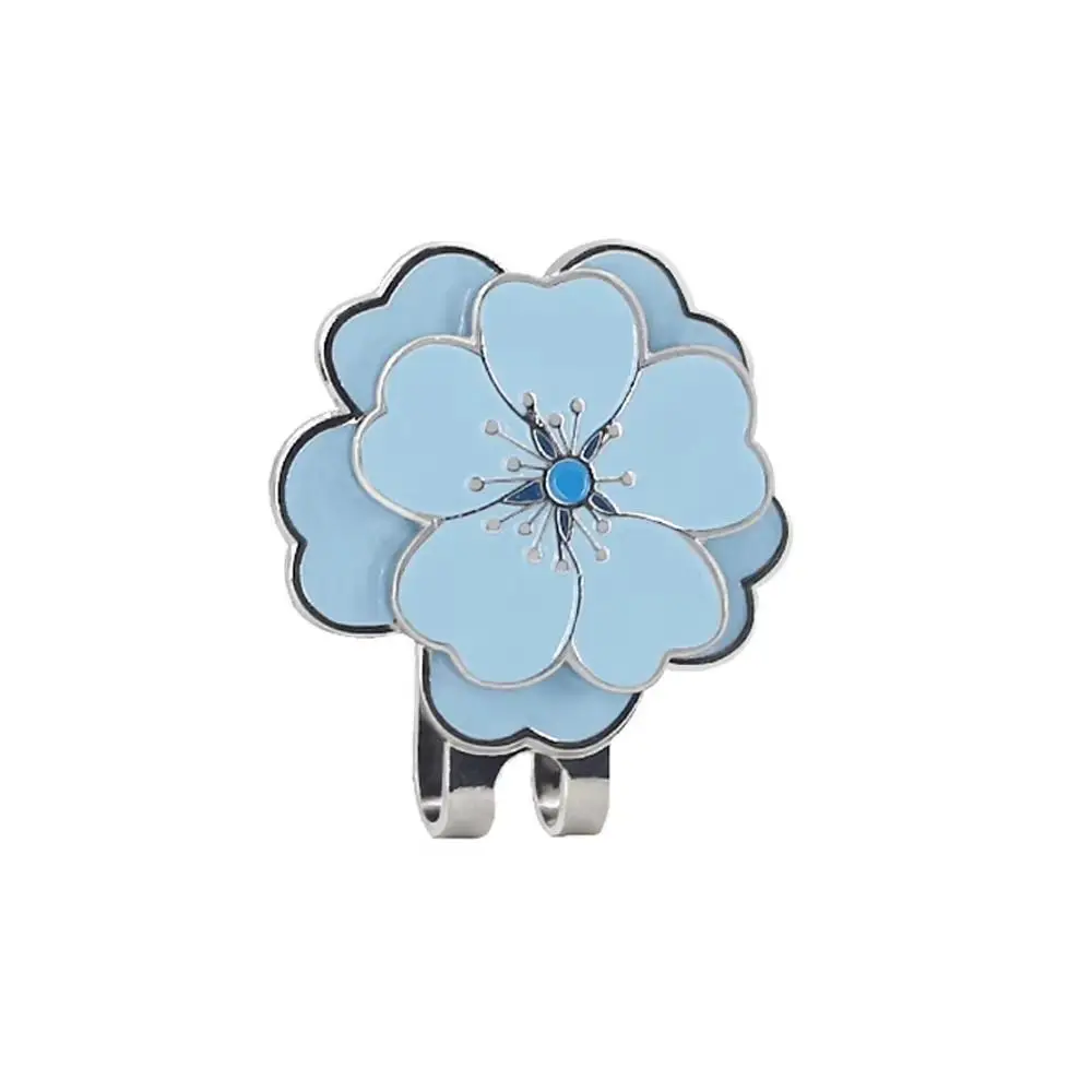 Magnetic Golf Cap Clip Flower Shaped Durable Metal Golf Ball Mark Ball Position Decorative Golf Hat Marker Women Girls view 4