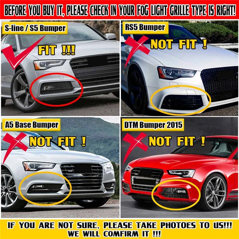 

A30M-Left Car Front Bumper Mesh Fog Light Cover Honeycomb Grill Grille Cover For S5 A5 S-Lines 2013-2016 8T0807681M Parts