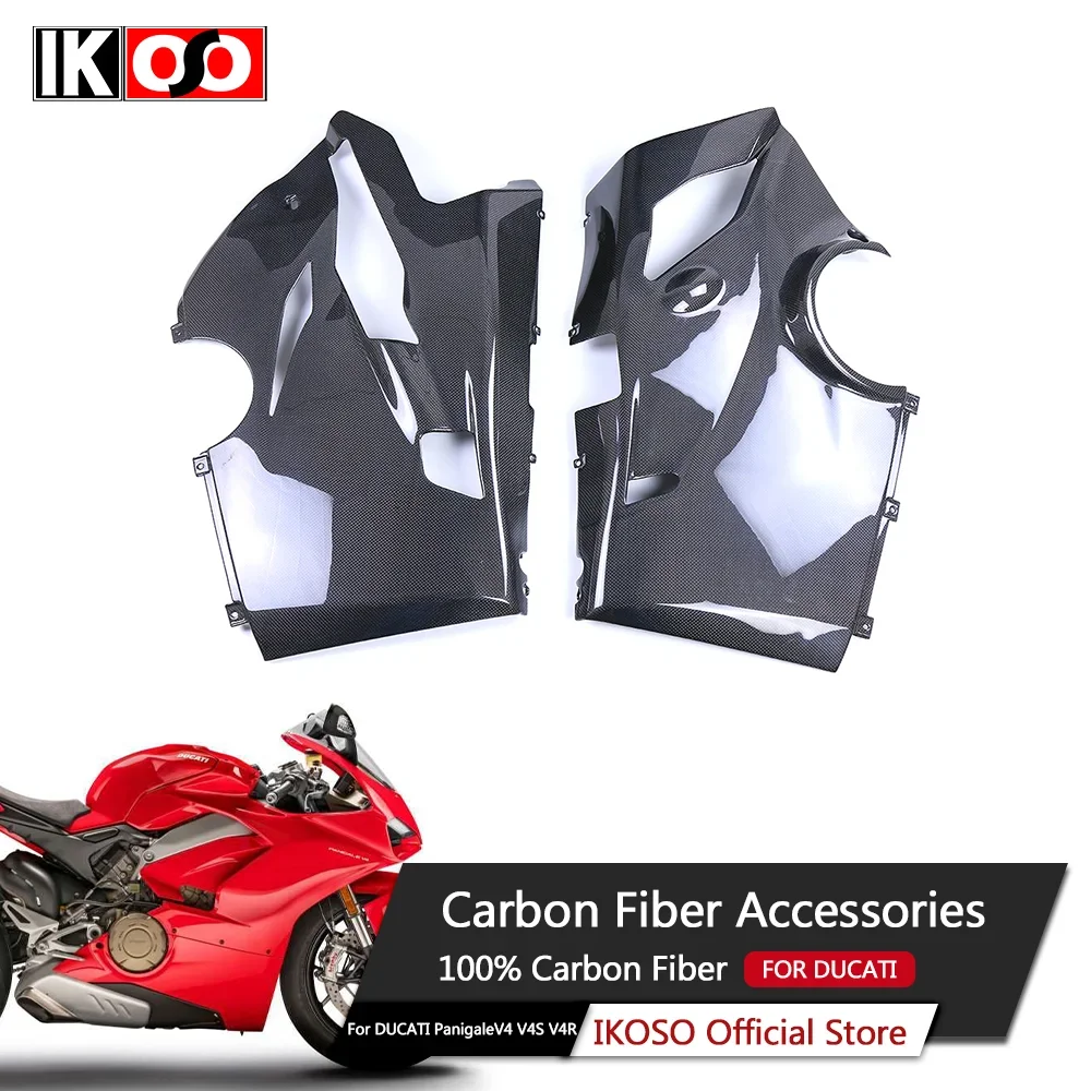 For Ducati Panigale V4 Carbon Fiber Lower Side Fairings Belly Pan Akrapovic Version Carbon Fiber Motorcycle Parts and Accessorie