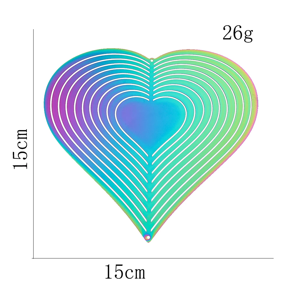 Kolorowy wiatraczek serca 3D obracający się łapacz wiatru płynący miłość Windchime ogród na podwórku odbicie dekoracje wiszące odstraszający ptaki