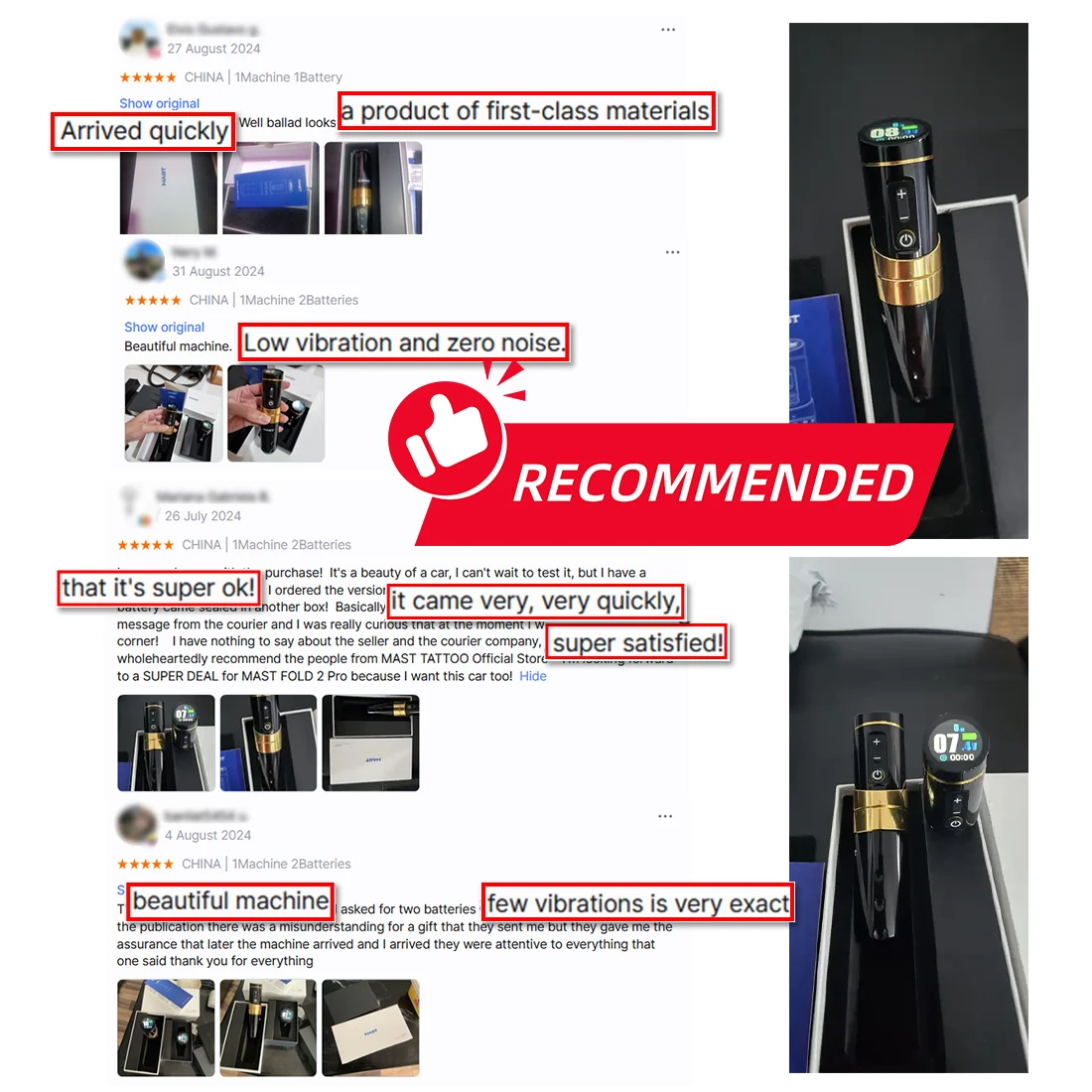 マストタトゥー Flip3 ワイヤレスタトゥーマシンガンペン 2.4-4.2mm 2