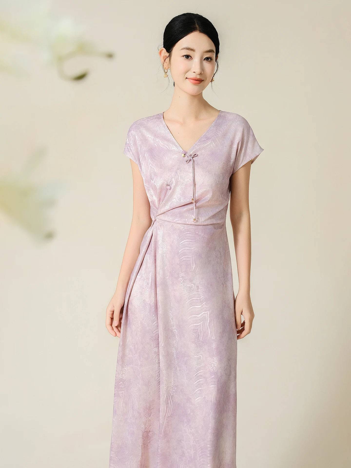 

Длинная юбка ibai Color Woven с V-образным вырезом, женская, приталенная, красивая, в национальном стиле, с пуговицами, с цветочным узором, из полиэстера