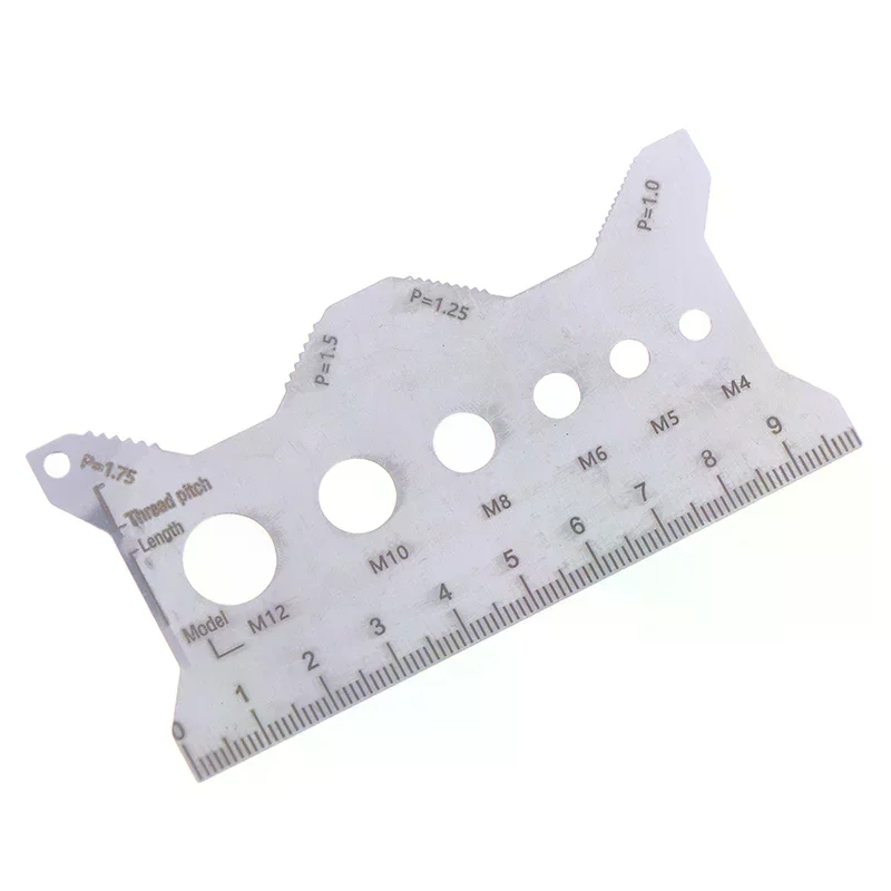 Bolt Measuring Tool Bolt Thread Stainless Steel Sizer Flat Double-Sided Screw Measuring Device For Pattern Jewelry Watch