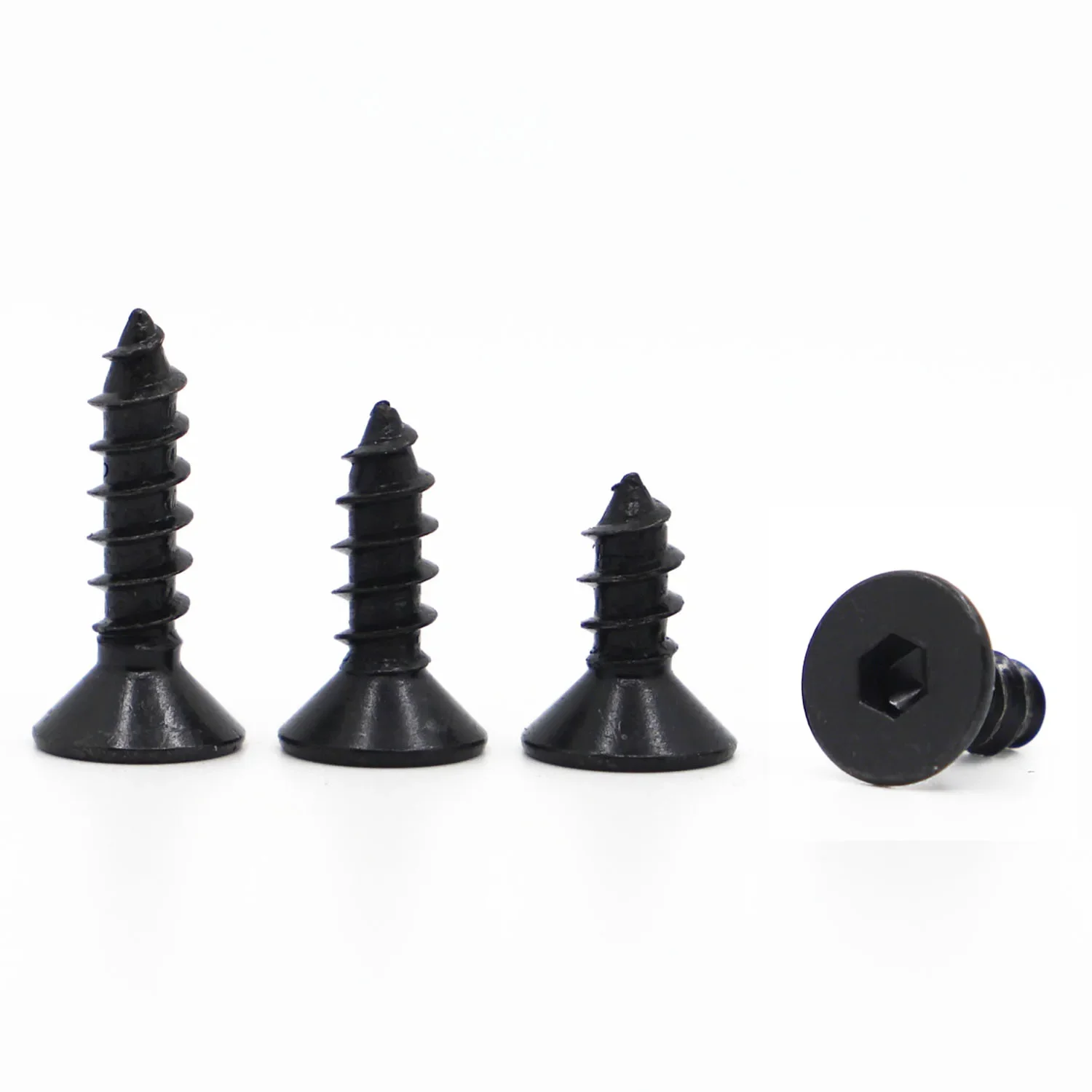 M3 M4 M5 M6 Black 8.8 Strength Carbon Steel Hex Flat Head Tapping Screw Hexagon Socket Countersunk Head Self Tapping Screws